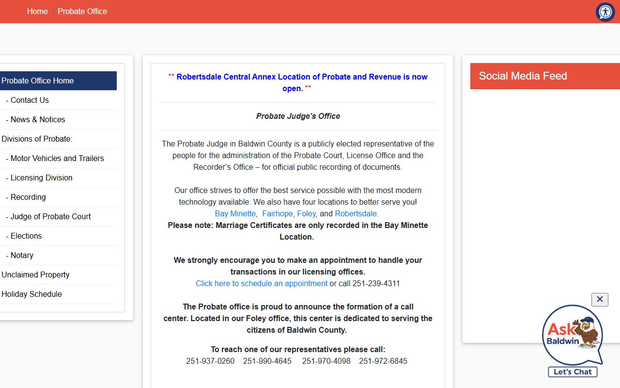 Baldwin County probate records official Probate Office landing page