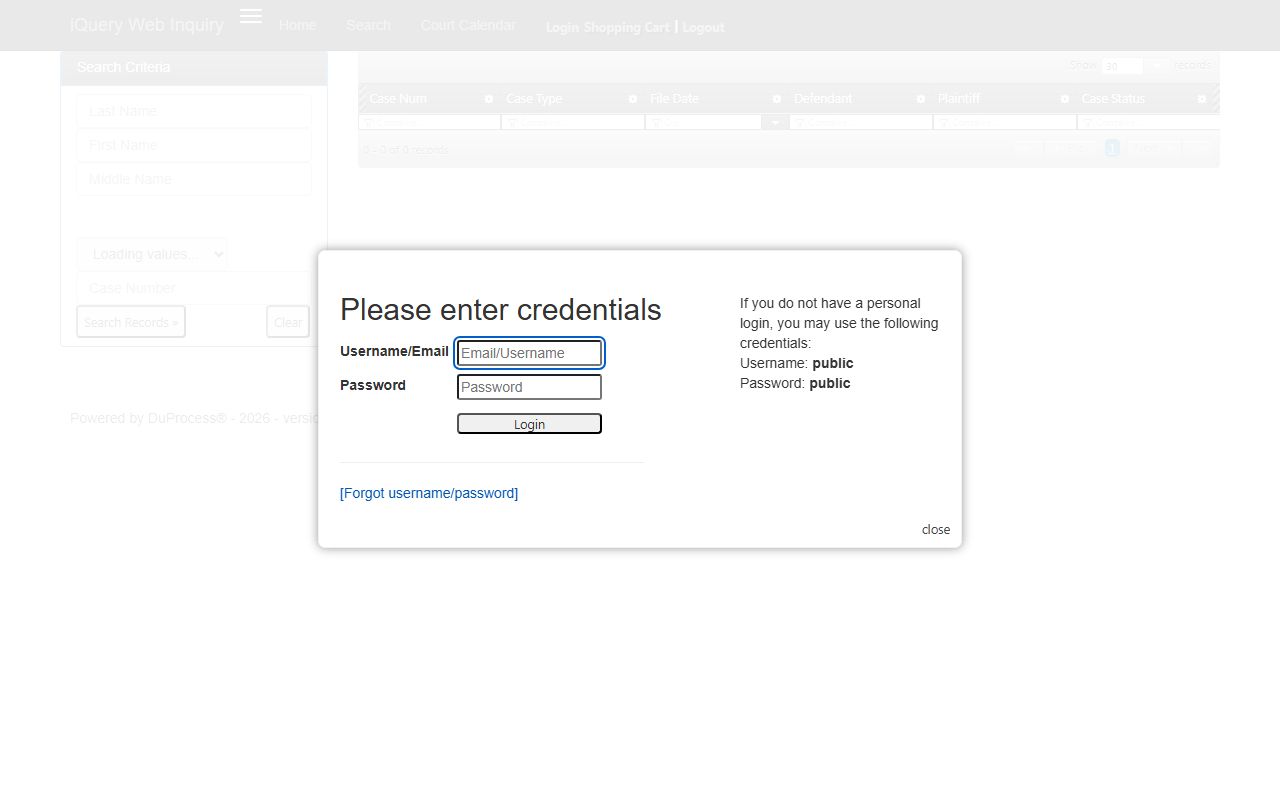 Baldwin County probate records DuProcess iQuery search interface
