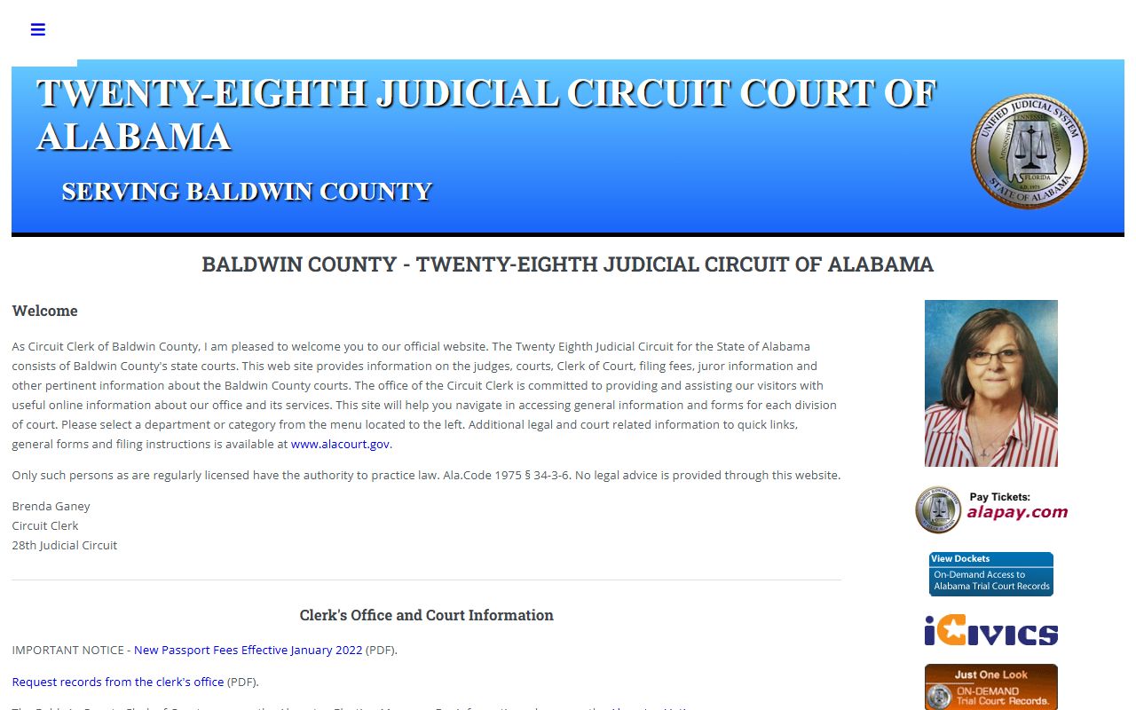 Baldwin County Twenty-Eighth Judicial Circuit Circuit Clerk home page