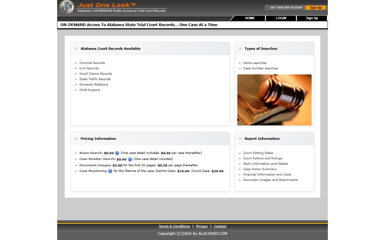 Baldwin County court records on the Alacourt ACCESS Alabama portal