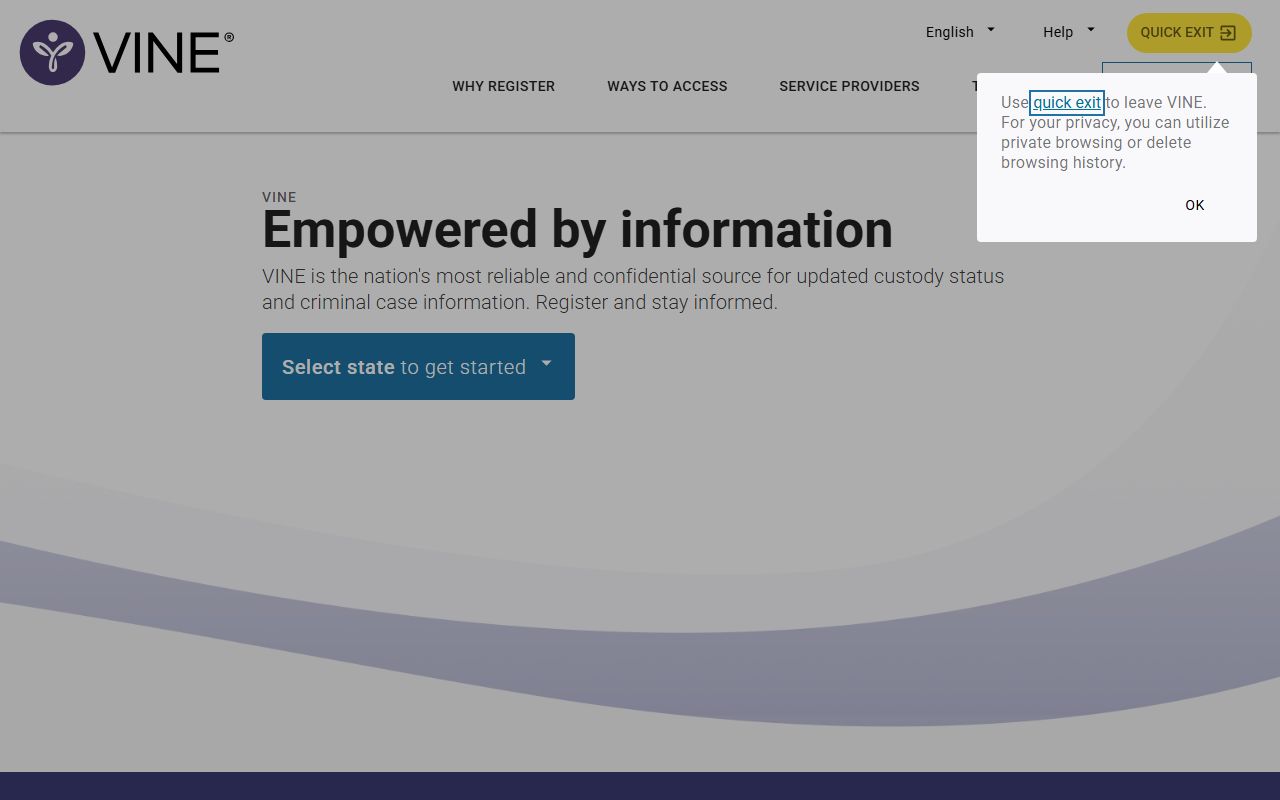 Baldwin County VINELink victim notification portal search